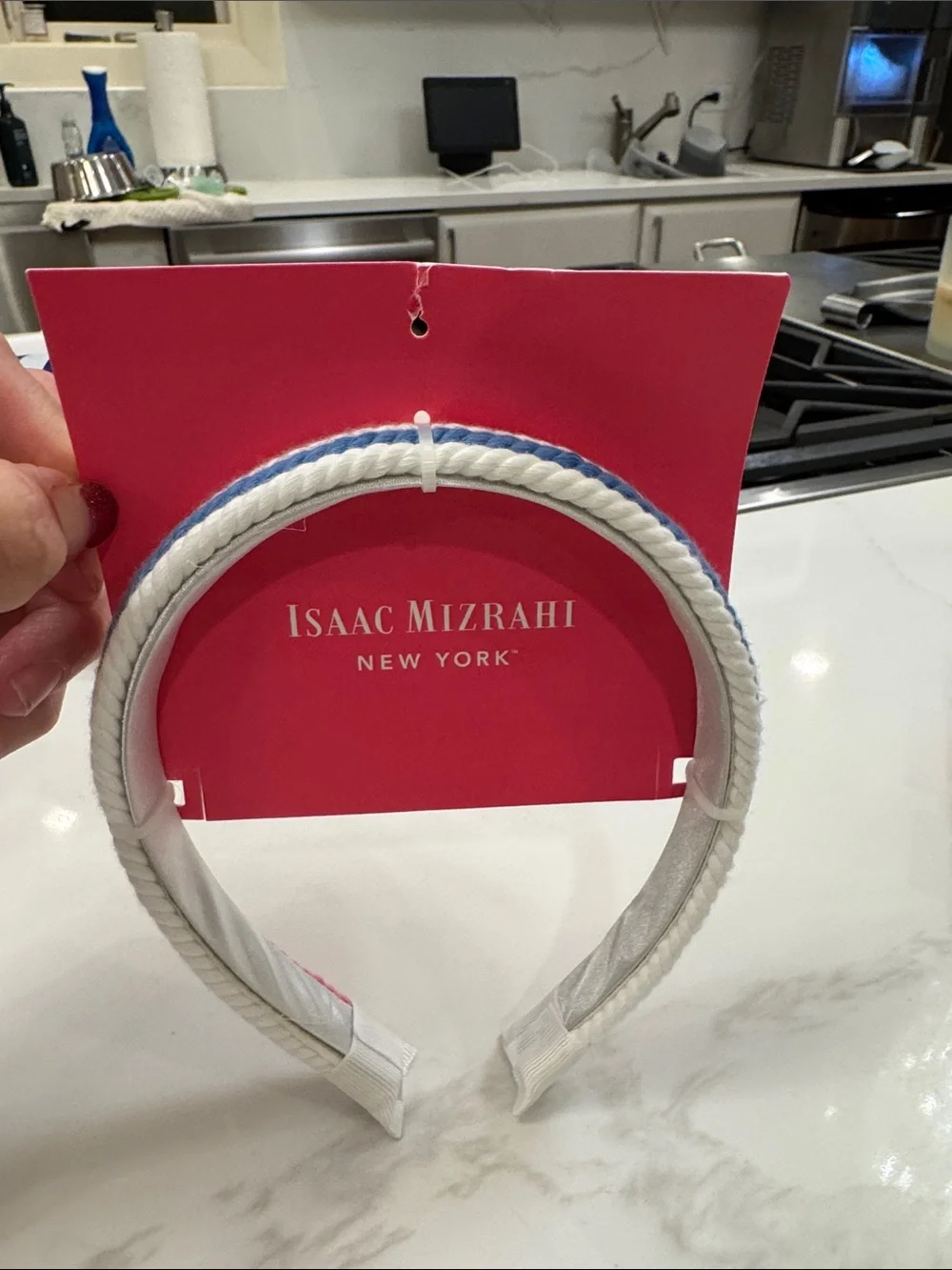 Isaac Mizrahi Twisted Rope girls Headband Pink Blue and White